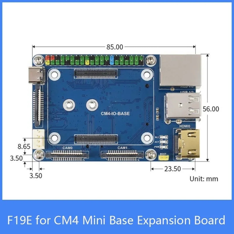 Custom F19E for Raspberry Pi CM4 Mini Base Expansion Board Computing Module Core Board Onboard 40PIN GPIO Interface Gigabit Ethernet Manufacturer