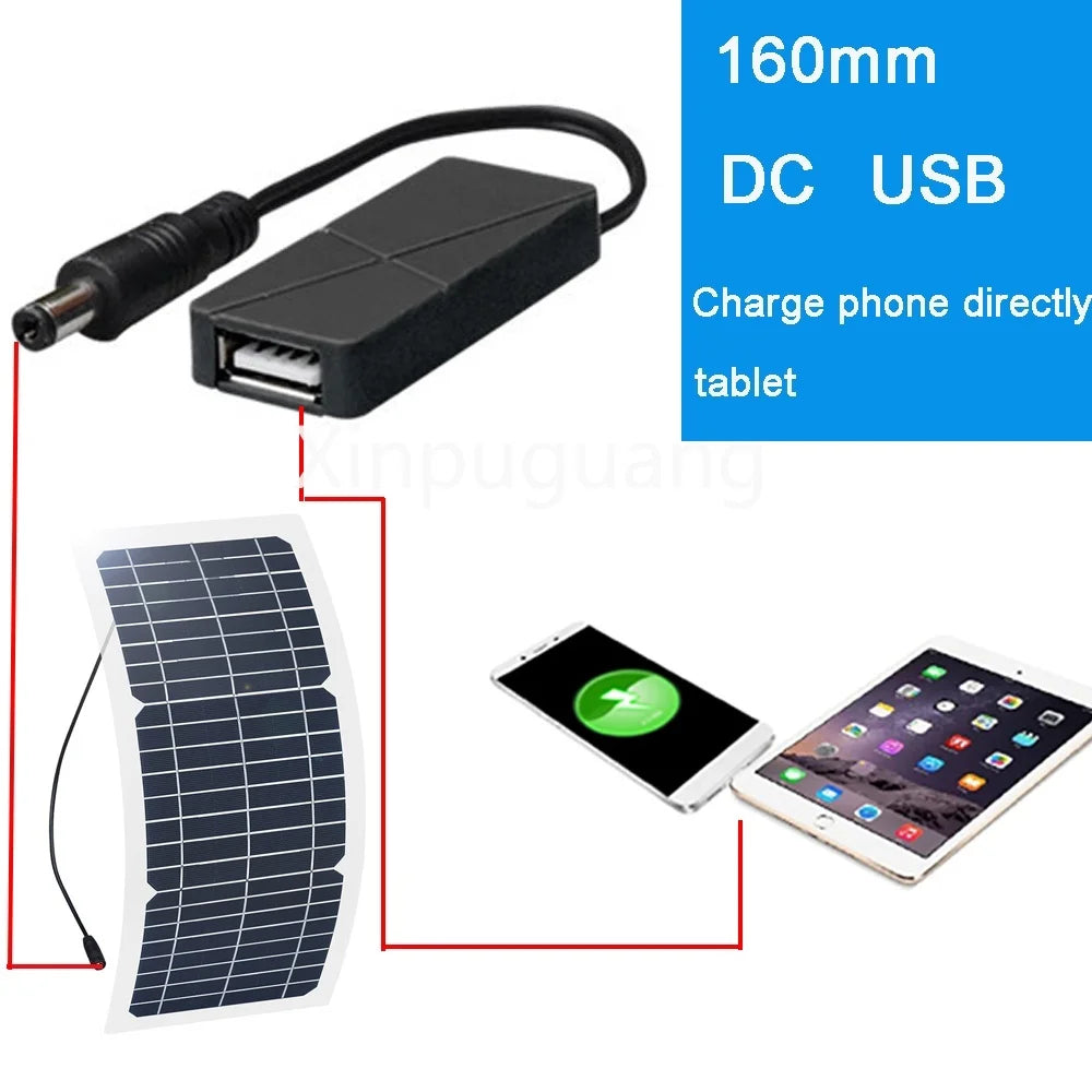 Custom 10W 12V Flexible Solar Panel Battery Charger Kit With PWM Controller + DC to USB Adapter + Cigarette Lighter + 5W LED Light Manufacturer