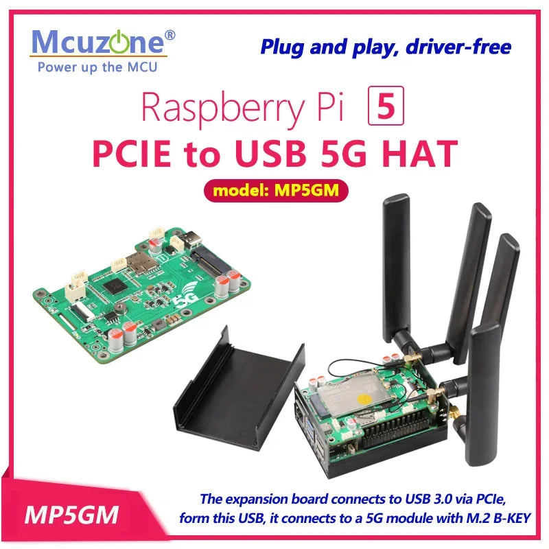 MP5GM Raspberry Pi 5 PCIE to USB 5G HAT Custom