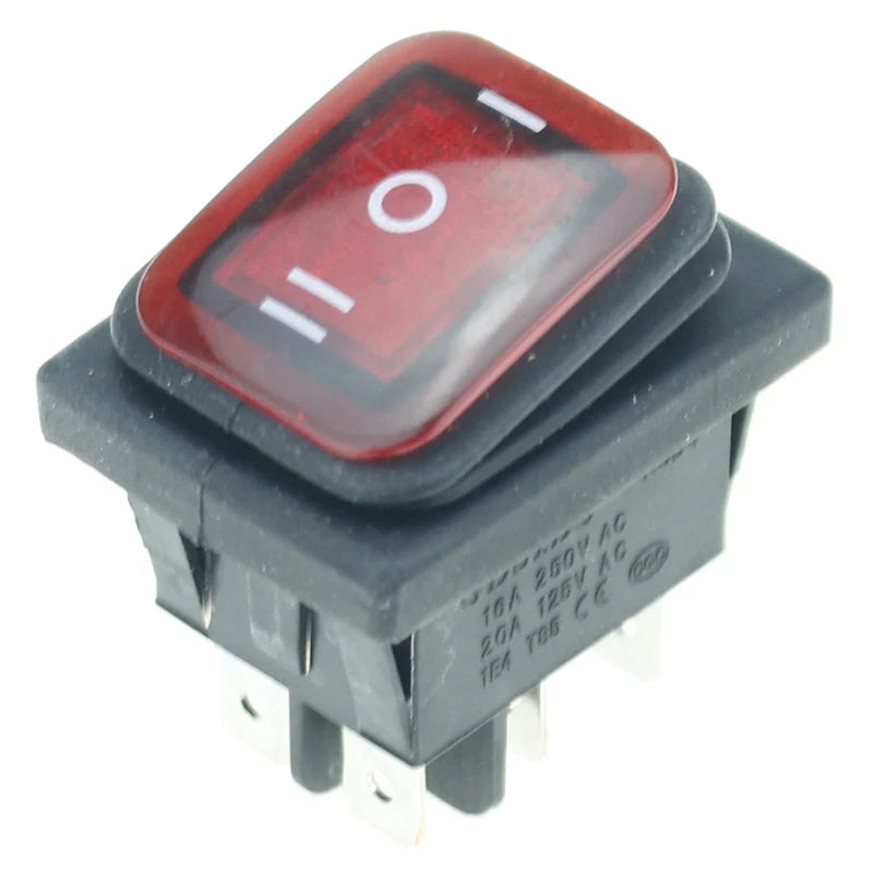 Custom 1pcs on off on 12V/220V Heavy Duty 6 pin DPDT IP67 Waterproof Auto Boat Marine Toggle Rocker Switch with LED 12V 220V 27x22mm Manufacturer