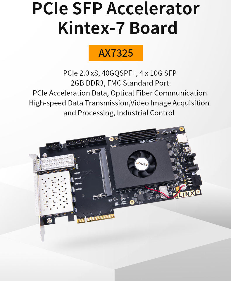 Custom FPGA Development Board Alinx Shanxi Kintex7 Black and Golden K7 7325 4K Video Image Processing PCIe Av7k325 Custom PCB