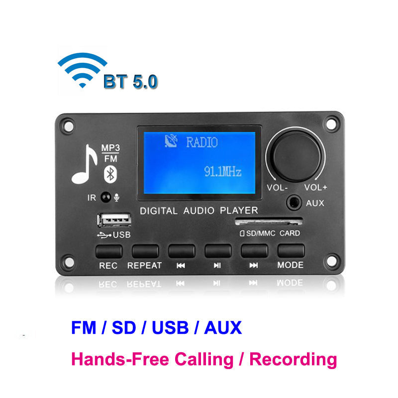 Custom FM MP3 Player Digital Audio Decoder Board Receiver Stereo DIY Speaker USB Recording LCD Lyrics 12V car amplifier pcb assembly