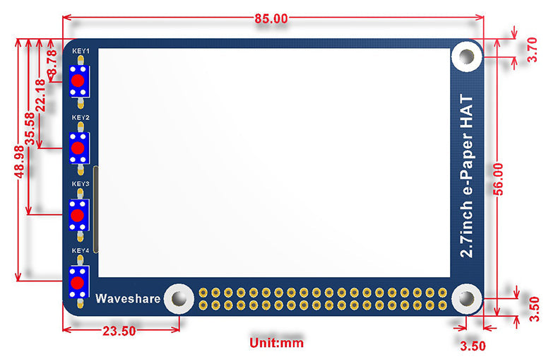 2.7''e-paper,264x176,2.7inch E-Ink display HAT for Raspberry Pi 2B/3B/Zero/Zero W SPI Interface Custom PCB china pcba supplier