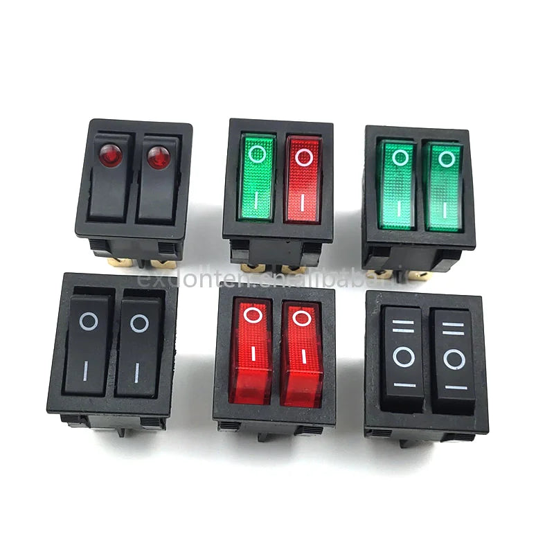 Custom 1PCS KCD6 Double Light Rocker Switch 6PIN 4PIN 16A 250V 20A 125V ON-OFF  Boat Power Switch Waterproof Cap Manufacturer