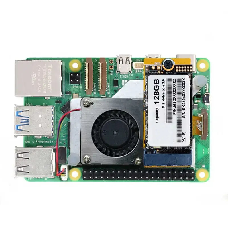 Raspberry Pi 5 PCIe to M.2 NVMe SSD Mini V2 Active Cooler Fan Board FPC One-Body & Differential Matching Pi5 2230 2242