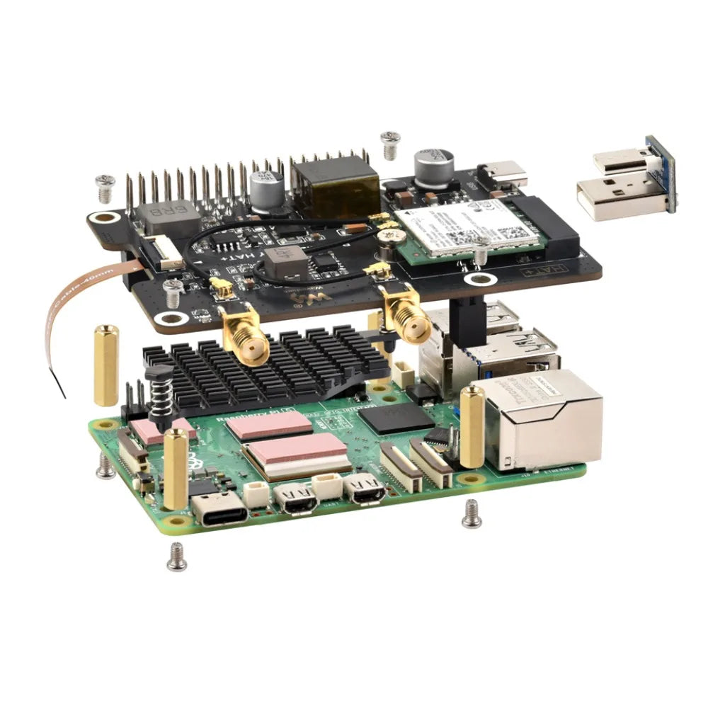 PCIe To M.2 E KEY Adapter With PoE Function for Raspberry Pi 5,Compatible With NGFF (M.2 E Key) Wireless NIC,Raspberry Pi 5 PCle