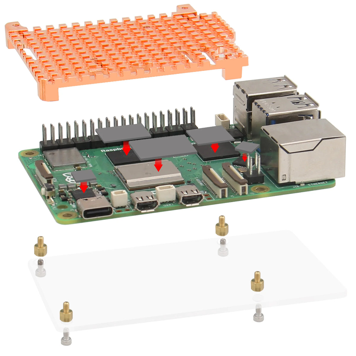 Raspberry Pi 5 Heatsink Pure Copper Radiator for Pi 5 Only