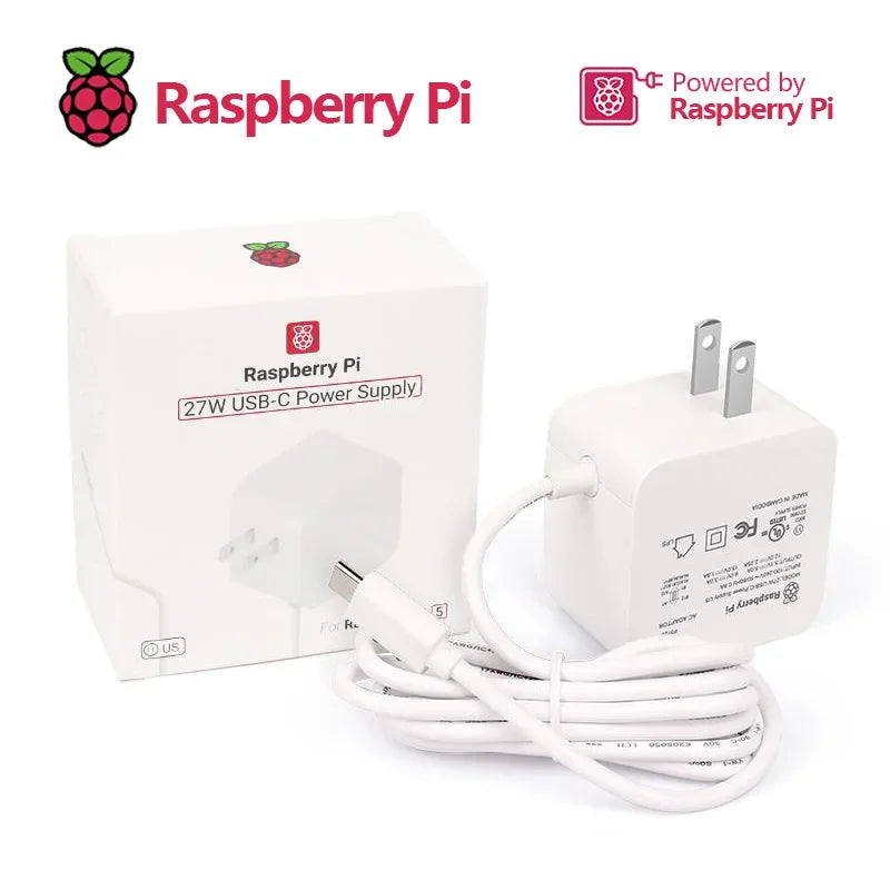 Official Raspberry Pi 5 Power Supply 27W USB-C Adapter 5.1V 5A with PD Standard Support Custom