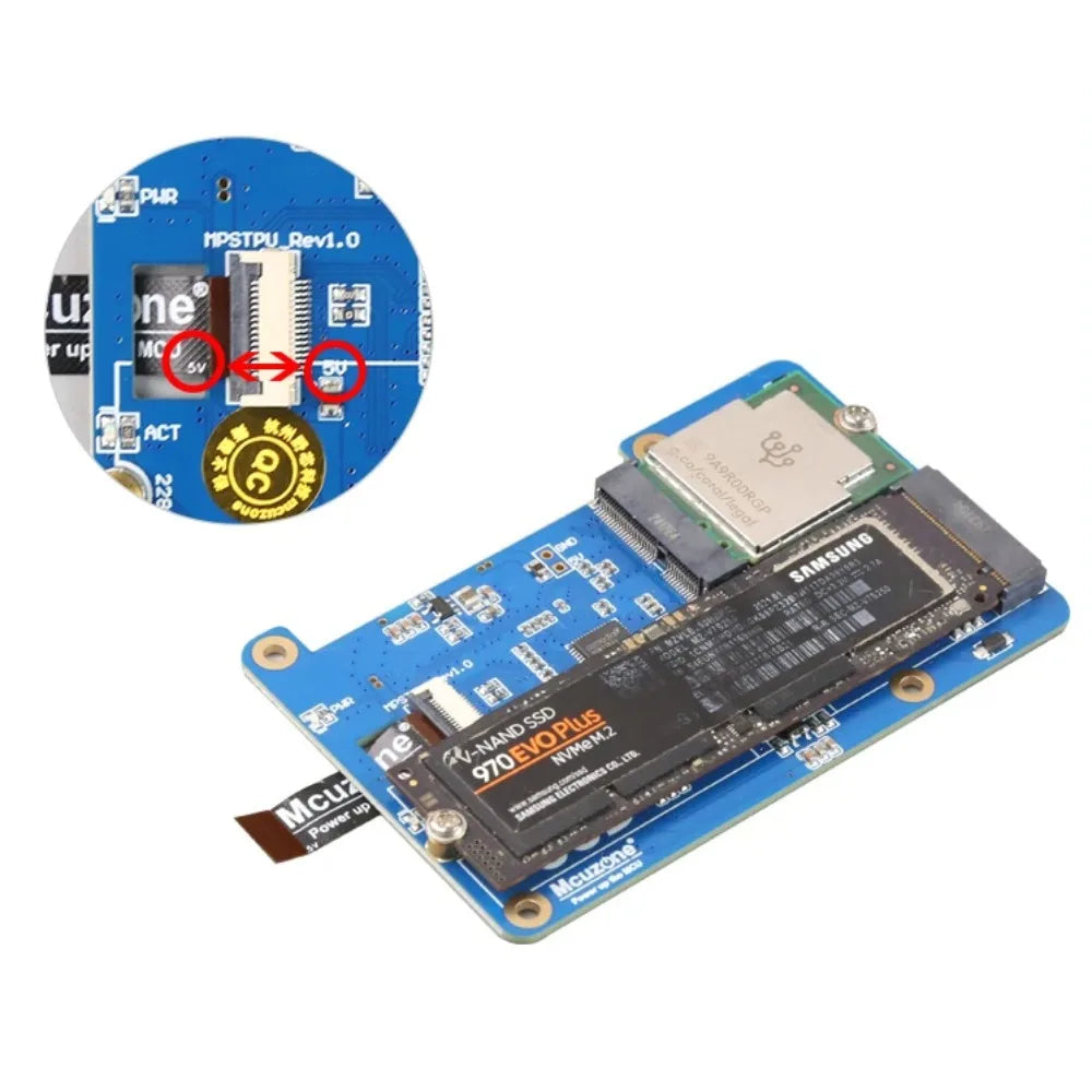 ,Raspberry Pi 5 PCIE To TPU and SSD HAT, AI for RPi5, Support Google Coral Edge TPU,support NVME SSD Custom