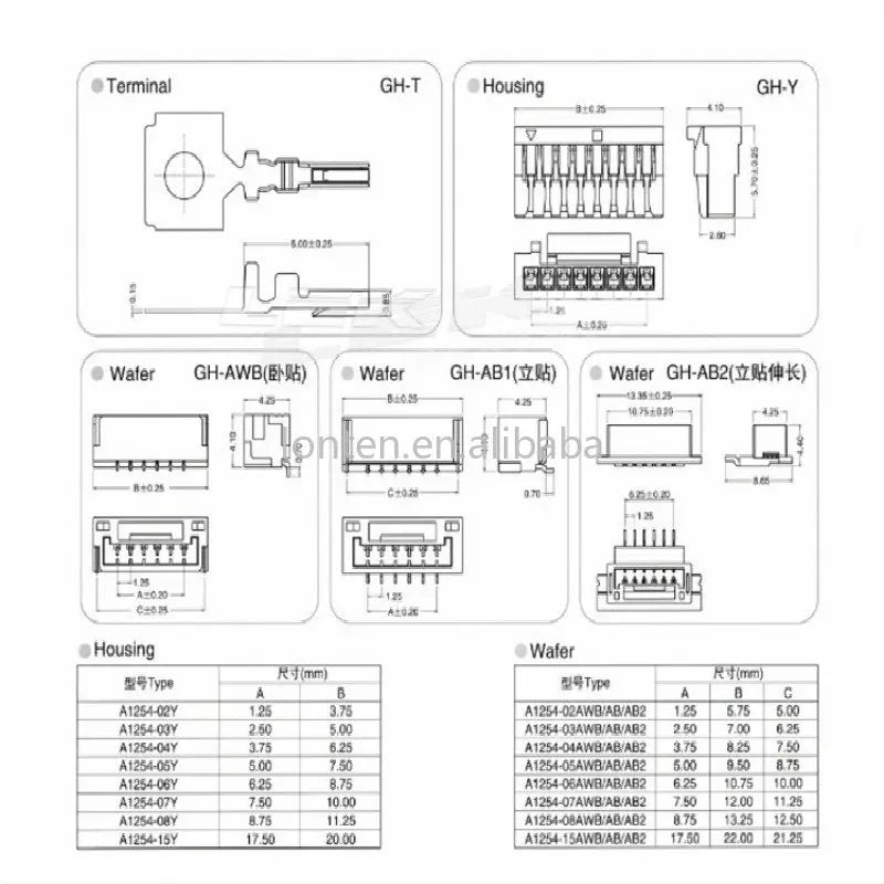 Custom 20Pcs GH 1.25mm with lock connector patch Vertical SMT 2/3/4/5/6/78P GH1.25 Manufacturer