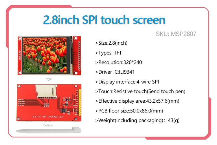 Custom Porta seriale SPI seriesctouch 2.2/2.4/2.8/3.2/3.5/4.0 pollici modulo schermo LCD TFT per scheda di sviluppo Arduin0 stm32 Manufacturer