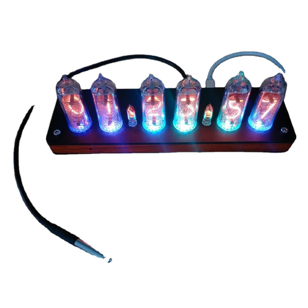 Custom Lonten IN14 Glow Tube Clock GPS Time Calibration Clock Infrared Remote Control Glow Clock with Wooden Shell Manufacturer