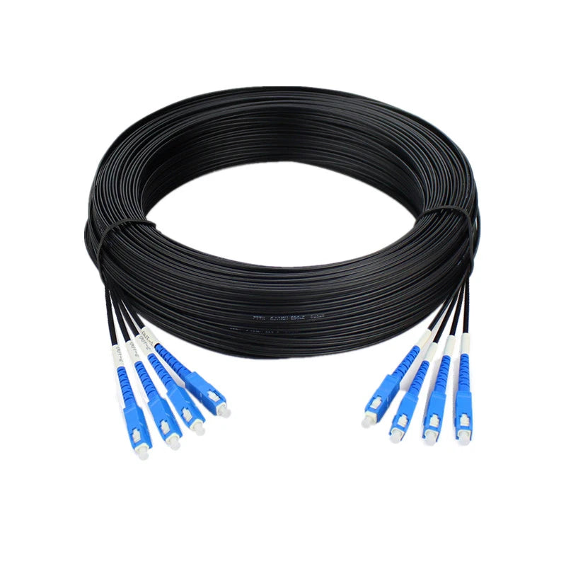 Custom 300M Outdoor SC UPC 4Cores FTTH Drop Patch Cable SC Singlemode Duplex G657A Fiber optic patch cord FTTH fiber optic jumper Cable Manufacturer