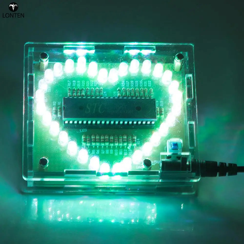 Custom Lonten 32 Beads Heart-shaped Water LED Lamp Electronic Kit with Shell Learning & Education Science tOYS Manufacturer