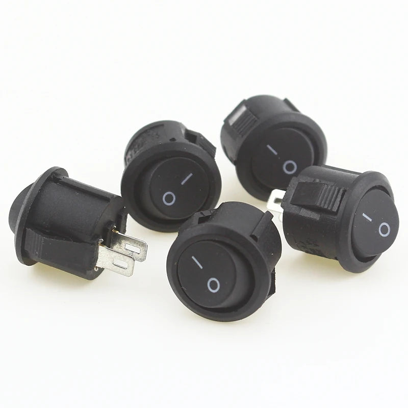 Custom 5pcs/10pcs 16mm Diameter Small Round Boat Rocker Switches Black Mini Round Black White Red 2 Pin ON-OFF Rocker Switch Manufacturer