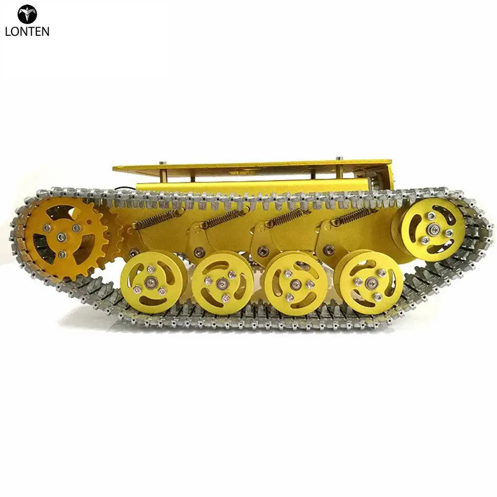 Custom Lonten TS100 DIY Metal Shock Absorption Tracked Robot Programmable Smart Car Chassis Kit with 9/12/33v Motor (No Encoder) - Gold Manufacturer