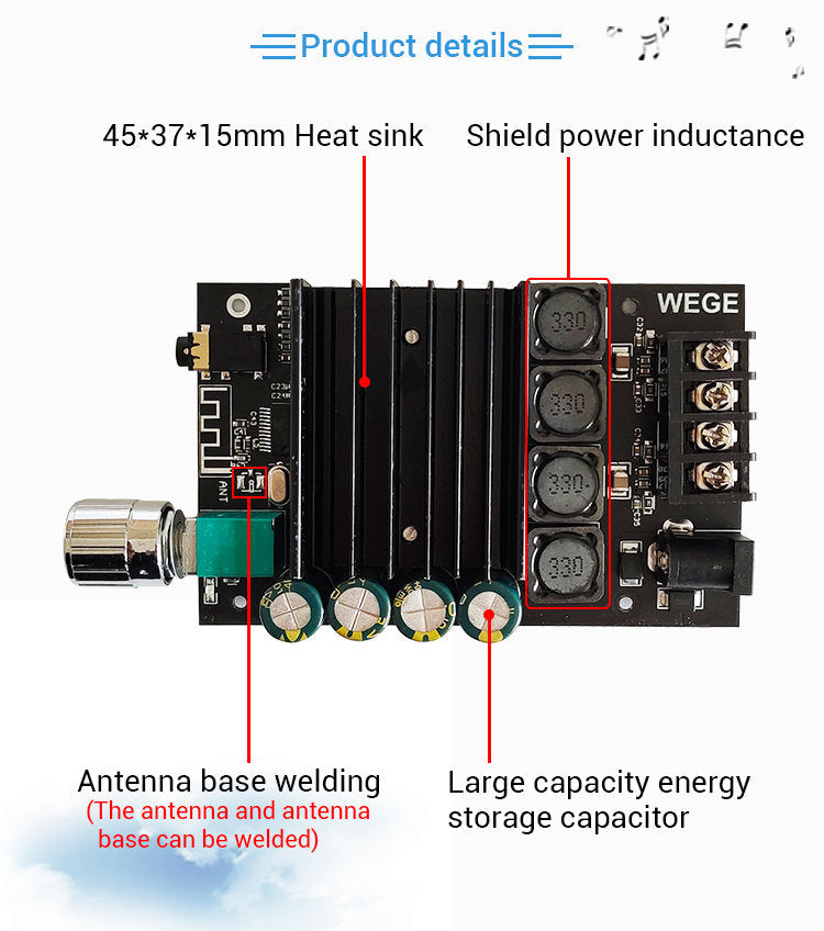 DA7498E 2*150W Audio Power Amplifier Stereo Subwoofer Theater AUX Equalizer AMP amplifier audio pcb assembly