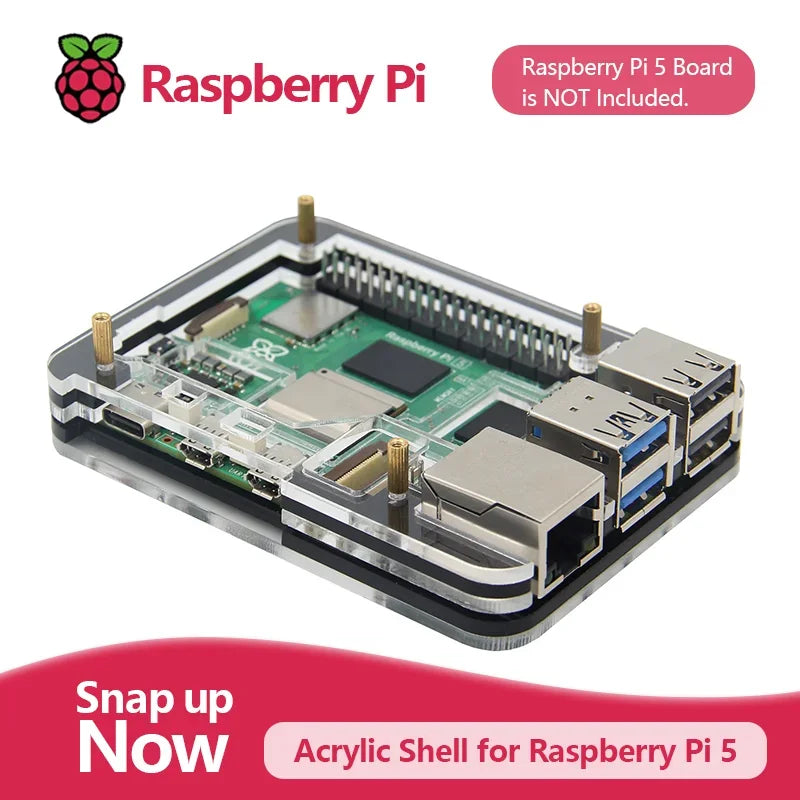 Custom Raspberry Pi 5 Acrylic Case Enclosure Shell Electronics Component Accessory