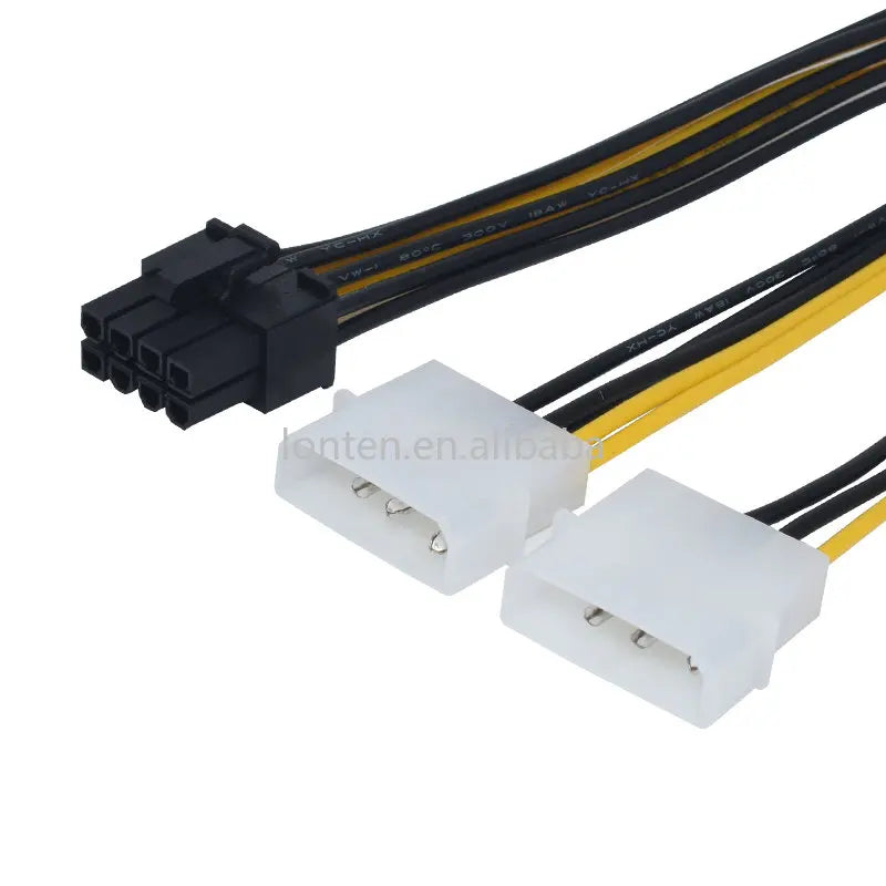 Custom Custom 1pcs 18cm 8Pin To Dual 4Pin Video Card Power Cord Y Shape 8 Pin PCI Express To Dual 4 Pin Graphics Card Power Cable Manufacturer