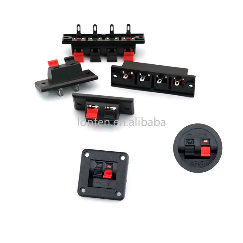 Custom 2PCS 2 Positions 4 Poles Connector Terminal Push In Jack Spring Load Audio Speaker Terminal Breadboard Clip Manufacturer