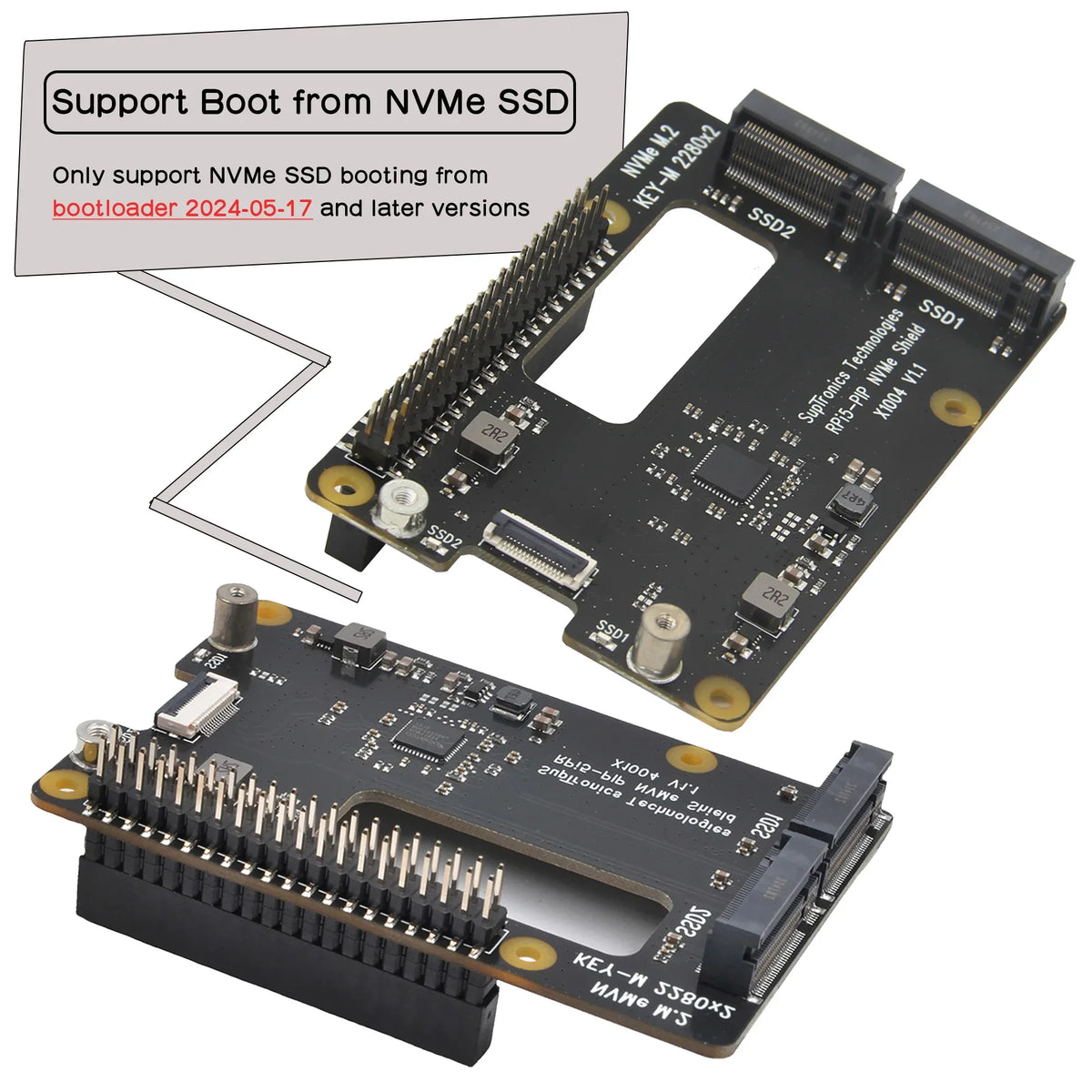X1004 Dual 2280 NVMe SSD shield with Cooler for Raspberry Pi 5
