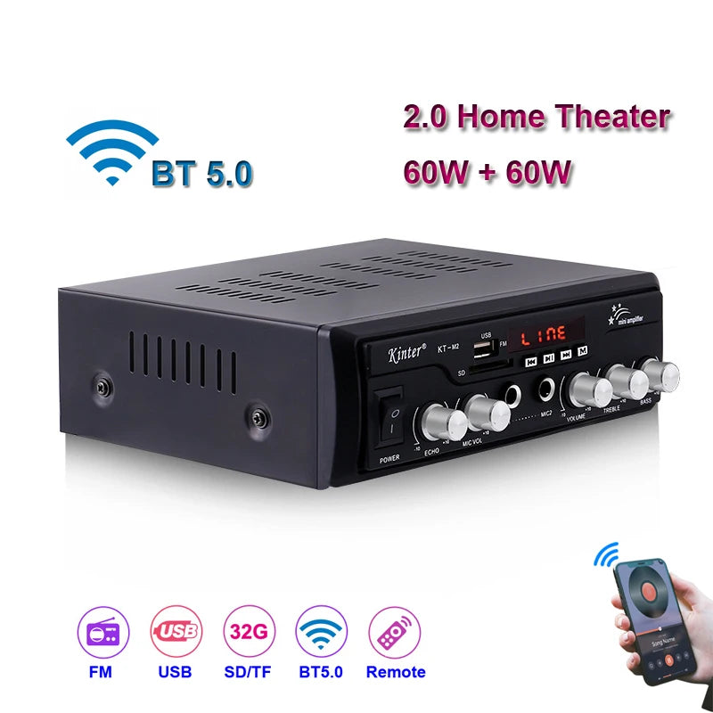 Custom 2*60W -Compatible FM Mp3 Player Audio Power AMP Equalizer HiFi Class AB Digital Mp3 Decoder Home Car Amplifier pcb assembly Manufacturer