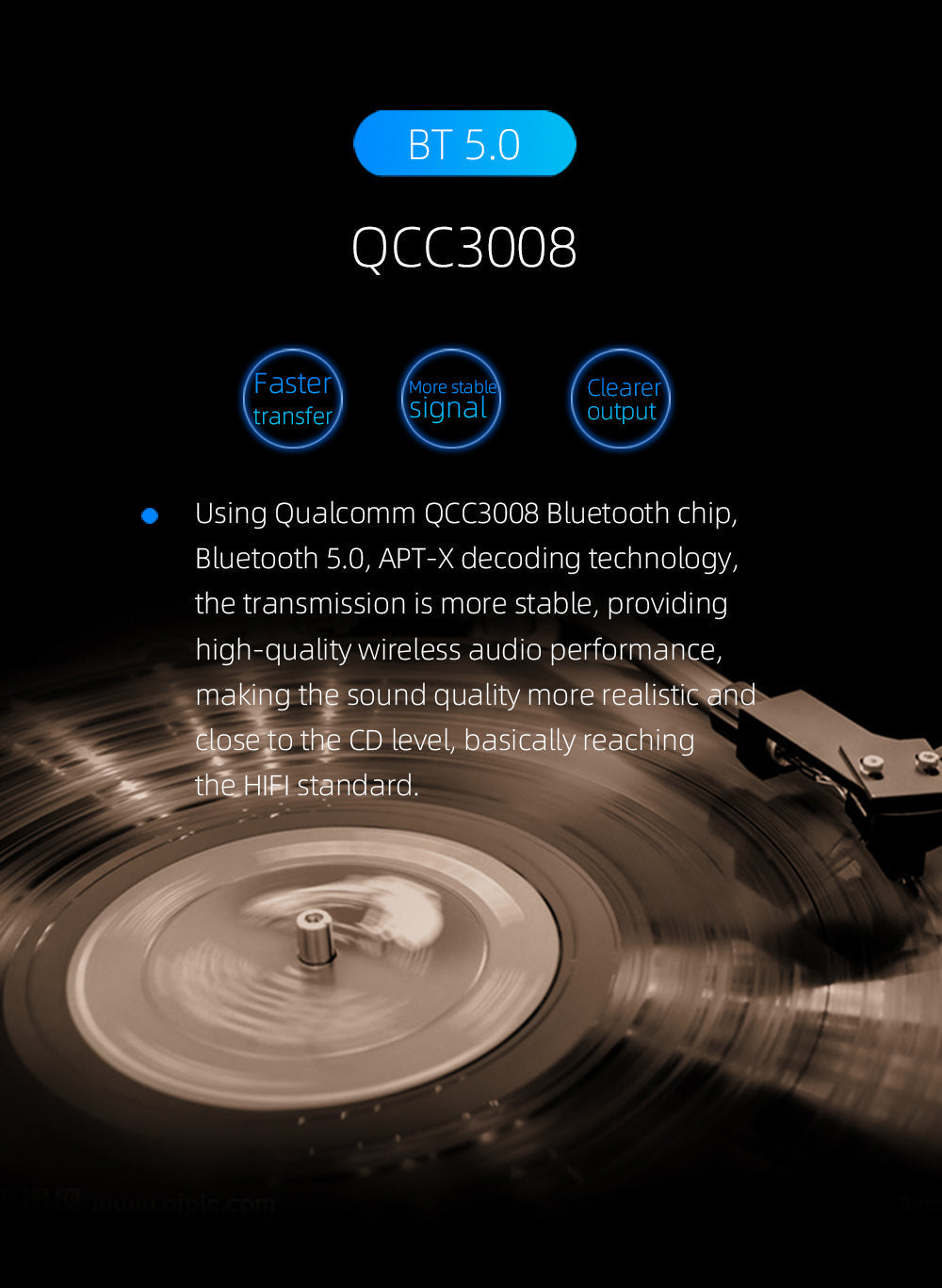 BH1 QCC3008  5.0 APTX CS8406 Audio Decoder USB DAC PCM5102A Headphone Amplifier AMP 16-64ohm DC5V pcb assembly