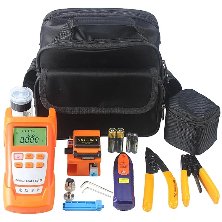 Custom FTTH Fiber Optic Tool Kit with SKL-60S Fiber Cleaver and Double port Miller Wire stripper 5MW VFL Fiber Visual Fault detector Manufacturer