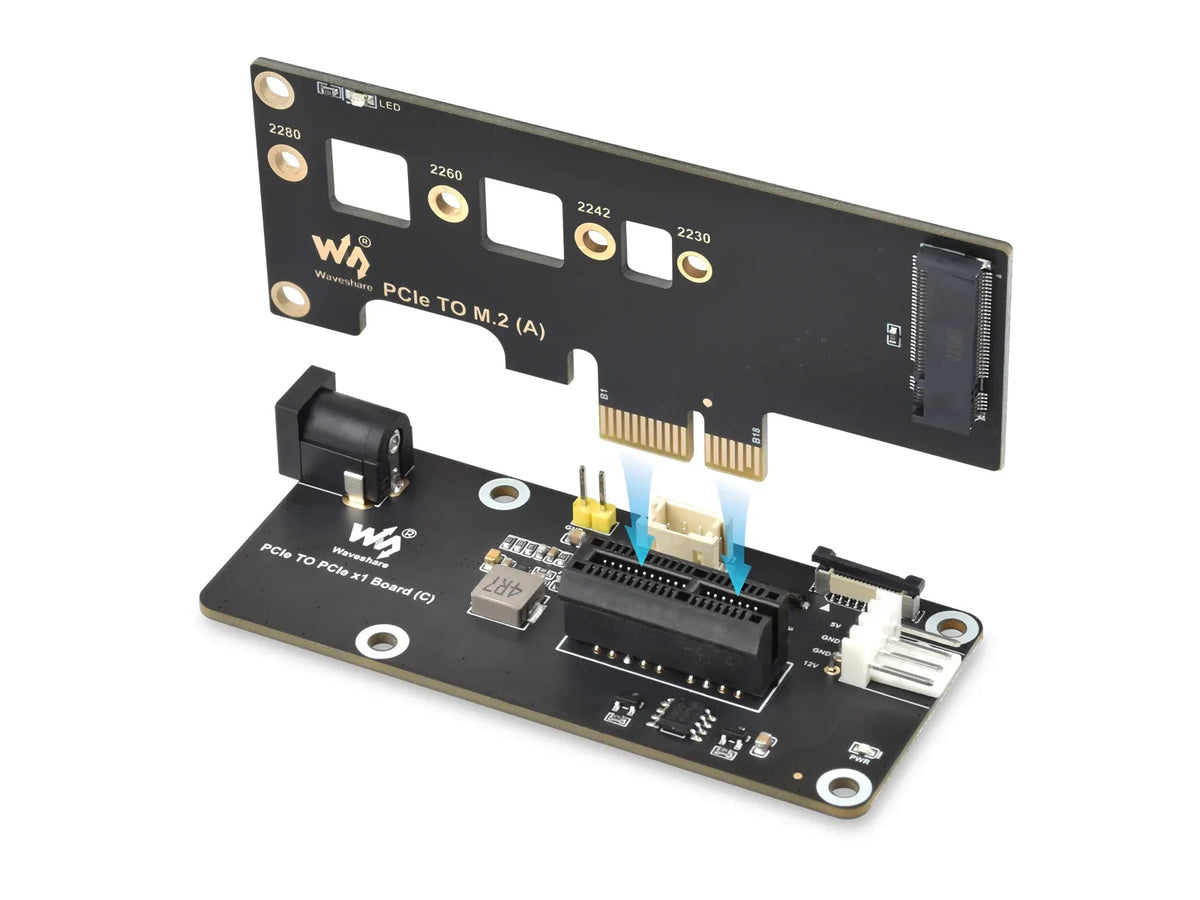 PCIe FFC Connector To Standard PCIe X1 Slot Adapter Board (C) for Raspberry Pi 5, Compatible with PCIe X1, X4, X8, X16 IFD
