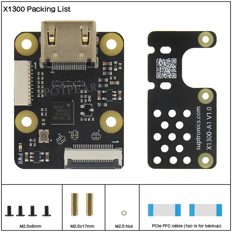 X1300 X1300-A2 Raspberry Pi 5 HDto CSI-2 Shield 1080P 60fps Audio Video Also