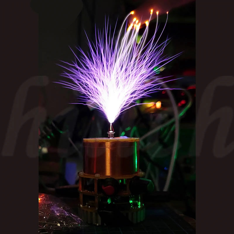Custom Touchable Artificial Lightning Mini Music Double E Class Solid Tesla Coil Teaching Tool Wireless  Lighting Manufacturer