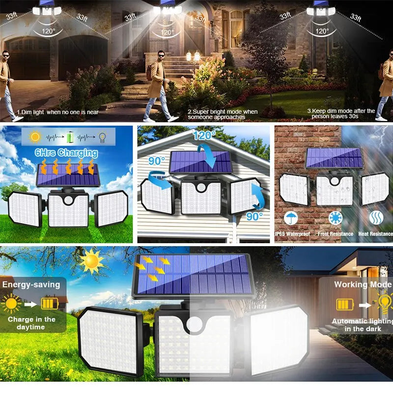 Custom 1PC Solar Wall Lamp Street Lamp Lighting Outdoor Waterproof Human Body Infrared Sensor Lamp Garden Lamp 230LED Floodlight Manufacturer