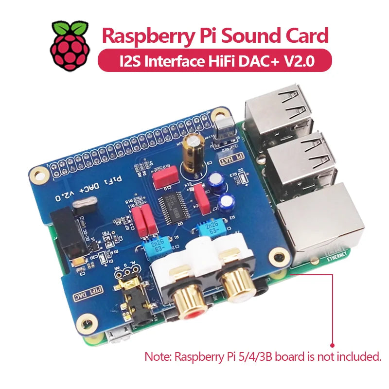 Raspberry Pi 5/4/3B+ HIFI DAC+ Sound Card with I2S Interface PiFi DAC+ V2.0 (HiFi Quality)