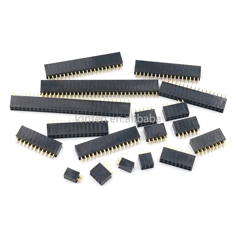 Custom 10pcs 2.54mm 2X2/3/4/5/6/8/10/12/13/15/20/40 Pin Double Row Straight Needle PCB Strip Connector 2.54 Female Header Manufacturer