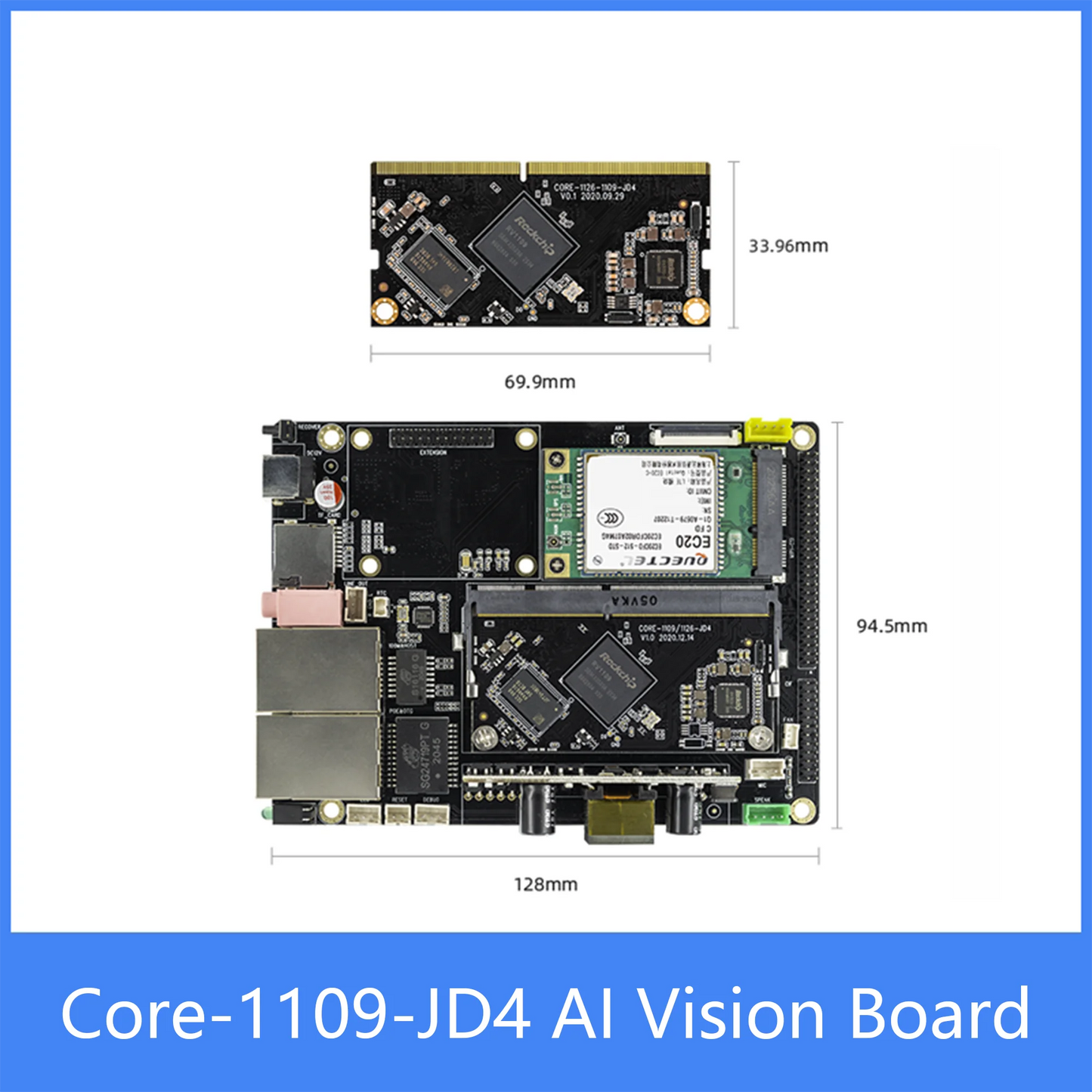 Custom Core-1126-JD4  High-Performance AI Vision Core Board 1G+8G 1080P Face recognition Linux Cortex-A7 32bit ARM Manufacturer