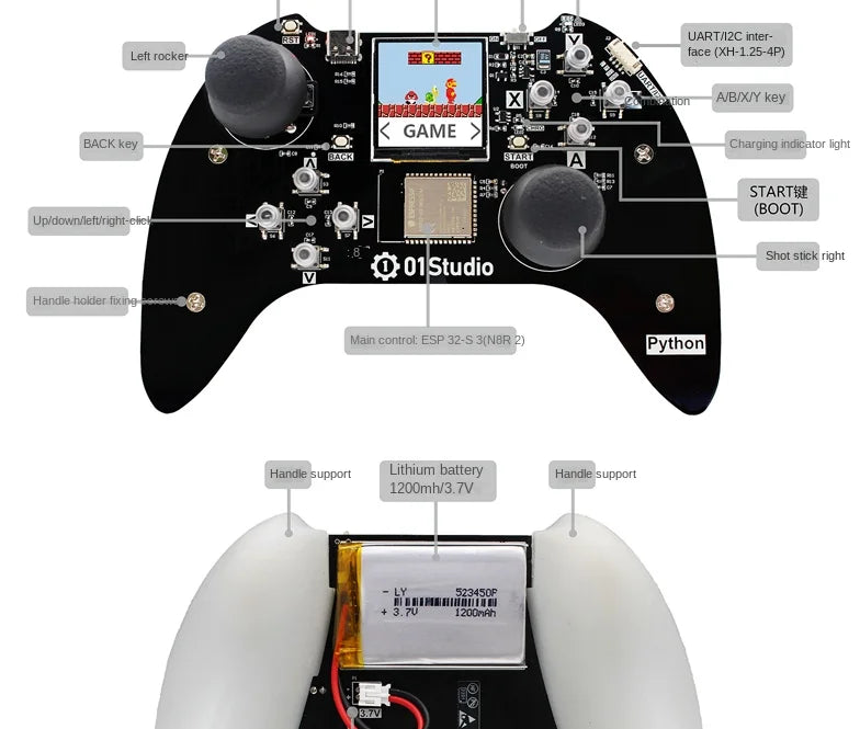 Custom Custom pyController remote control/gamepad ESP32-S3 development board WiFi BT Python programming Manufacturer