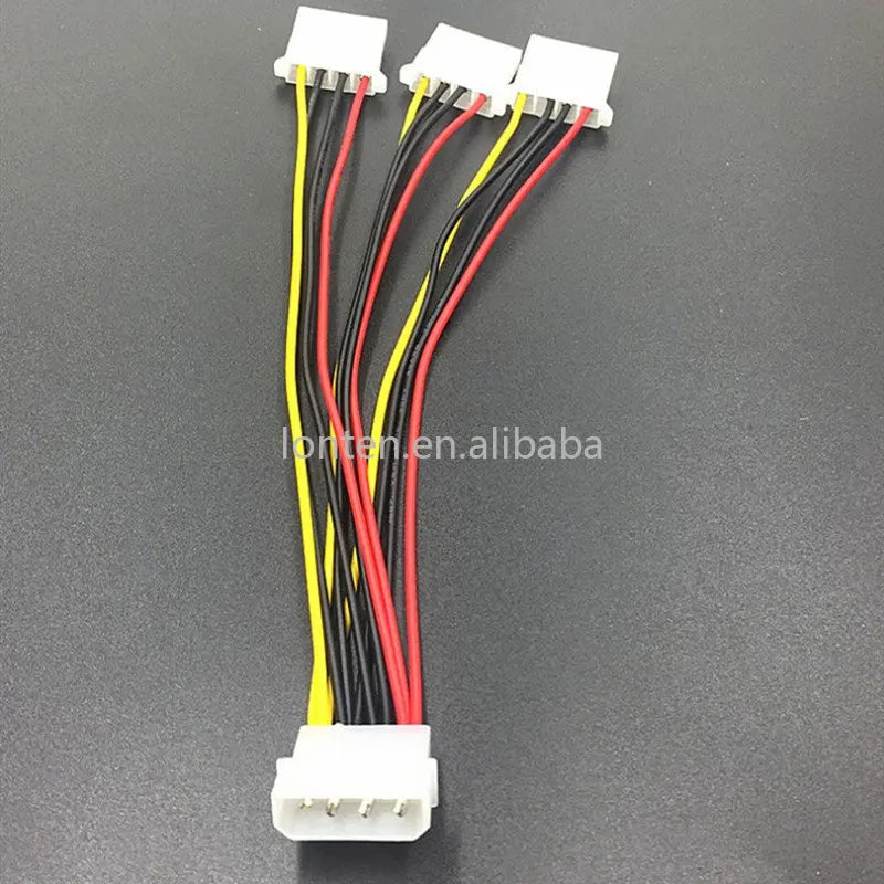 Custom Custom 4Pin IDE Power Cables 4 Pin Molex Male To 3 Port Molex IDE Female Power Supply Splitter Adapter Cable 20cm 22AWG Manufacturer