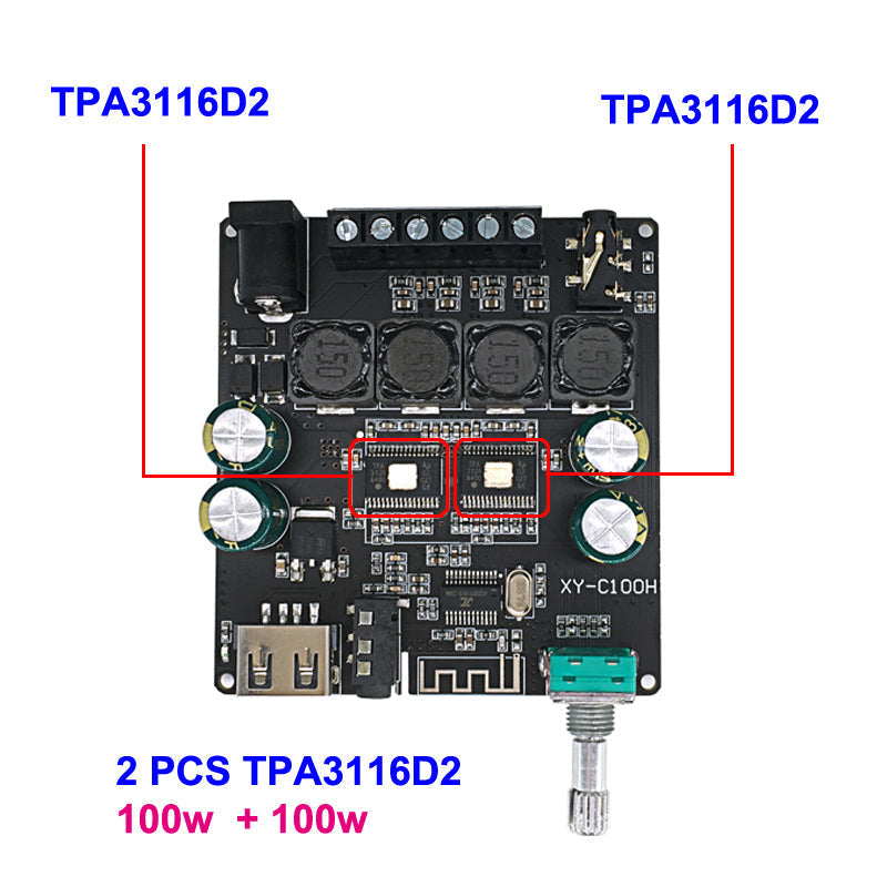 100W+100W TPA3116D2 HiFi Stereo Audio Digital Power Amplifier TPA3116 Class D Aux USB Sound Card Mini APP Amp pcb assembly Custom