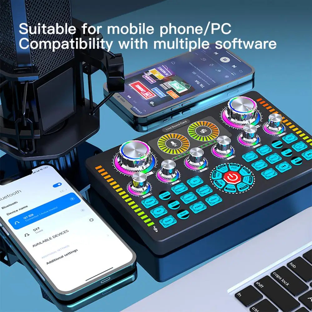 Custom LT Live Sound Card Studio Record Soundcard BT Microphone Mixer Voice Changer Live Streaming Sound Mixer Podcast Karaoke Home Manufacturer