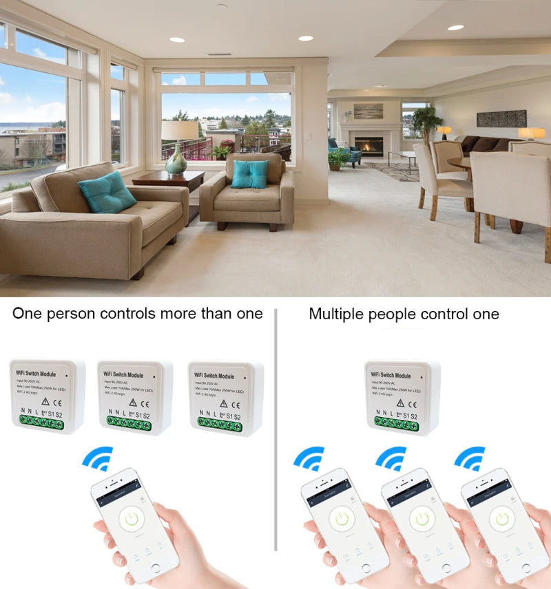 Custom New 1Pc Smart Electronics Life Tuya APP 1/2 Way 95-250V Wireless Remote Switch Smart Automation Module For Alexa Google Home Manufacturer