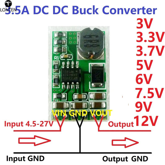 Custom 3.5A DC-DC Converter Module Buck Step-Down Voltage Regulator Board 4.5V-27V to 3V 3.3V 3.7V 5V 6V 7.5 9V 12V Manufacturer