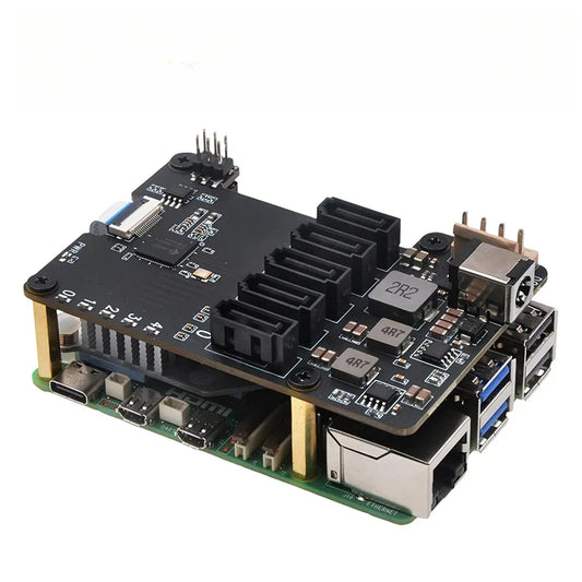 Custom X1009 PCIe To 5-Port SATA Shield for Raspberry Pi 5 (NOT Support Boot From HDD/SSD) Custom
