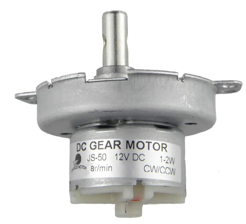 Custom  DC Gear Motor Electric Motor JS-50 12V DC 8RPM CW/CCW Horizontal Hole Shaft for Fan Motor Manufacturer