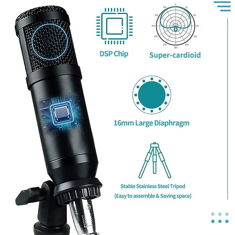 Custom BM800 Condenser Microphone Kit with Audio Mixer for Streaming,Voice Changer Microphone for Live Podcast Equipment Bundle,Karaoke Manufacturer