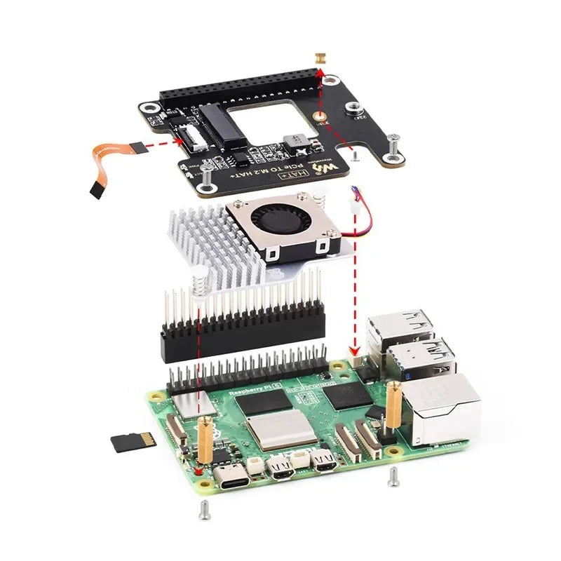 Raspberry Pi 5 PCIe to M.2 NVMe SSD Adapter - Bootable M.2 SSD Expansion Board for Pi 5