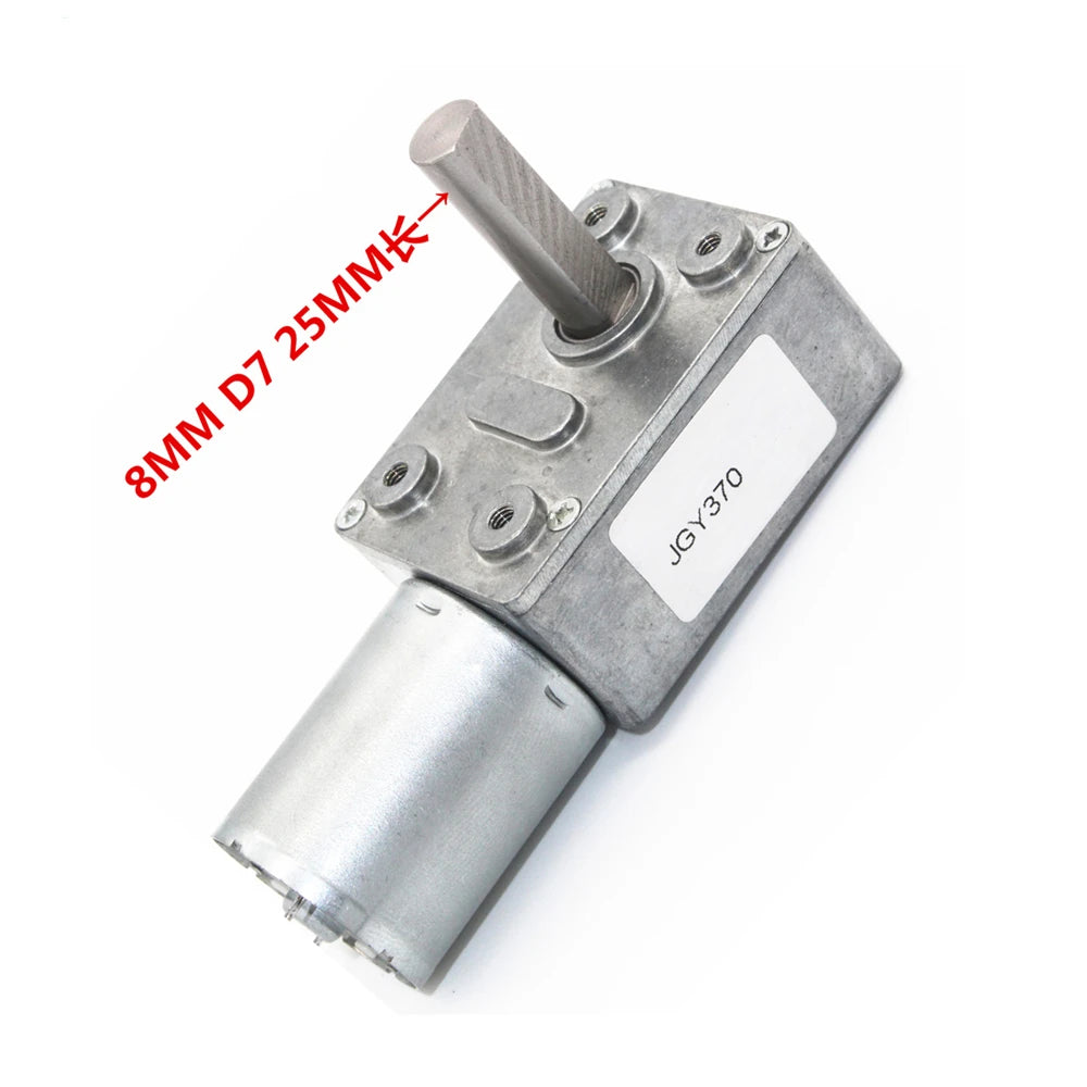 Custom JGY370 High Torque 8MM D7 shaft Mini Worm Gear Motor DC 6V 12V 24V Volt Gear Motor Low Speed 6-150RPM Length 25MM Manufacturer