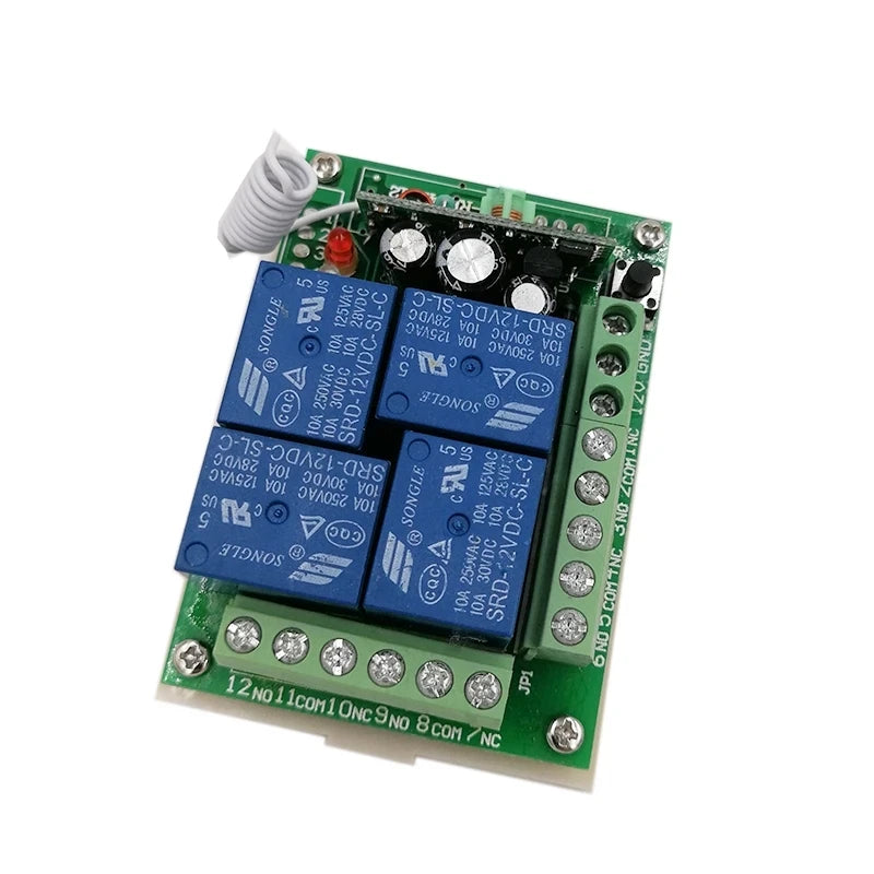 Custom 12V 10A 315MHz 4CH Learning Code Switch Wireless Remote Control with 2 controls modules Manufacturer