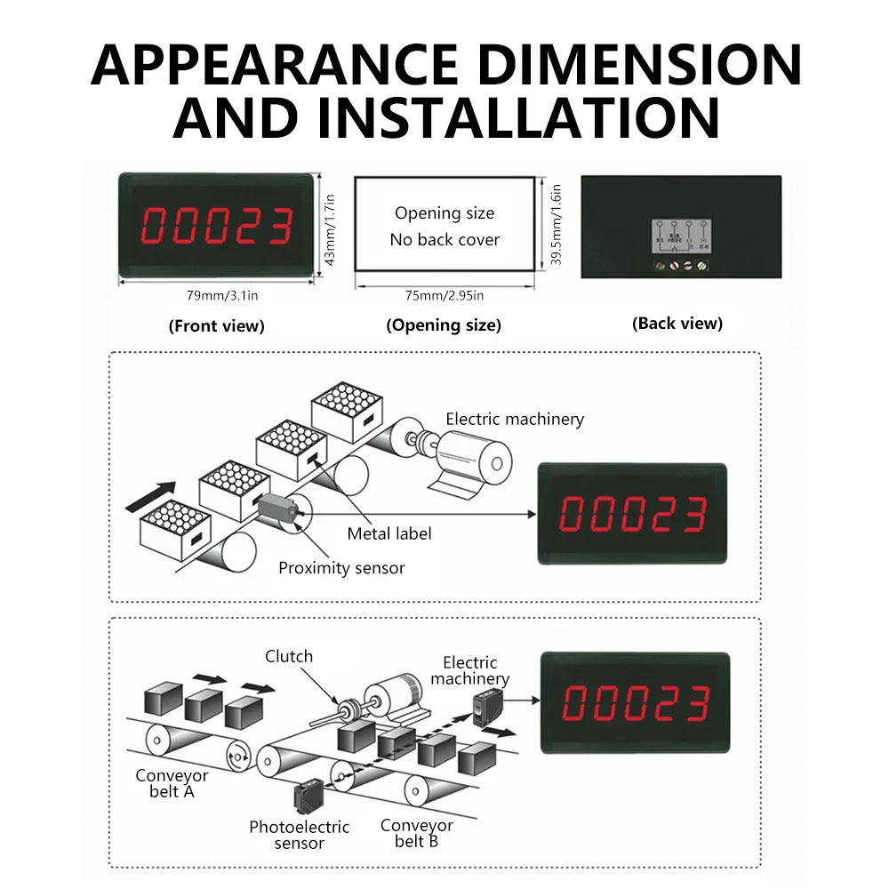 Custom LCD Digital Counter Module DC12V-24V Electronic Totalizer with NPN  Signal Interface 1~999999 Times Counting Range Manufacturer