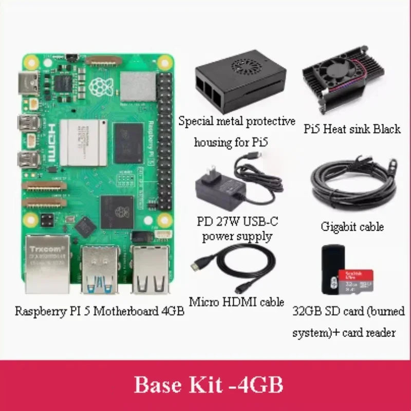 Raspberry PI 5 basic kit, optional memory 2G/4G/8G, to meet different needs, efficient and stable operation