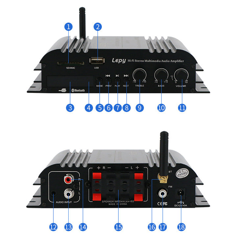 2*90W FM Mp3 Player Audio Power Amplifier HiFi Equalizer Car Home Theater Mp3 Decoder Music AMP  audio amplifier pcb assembly Customize